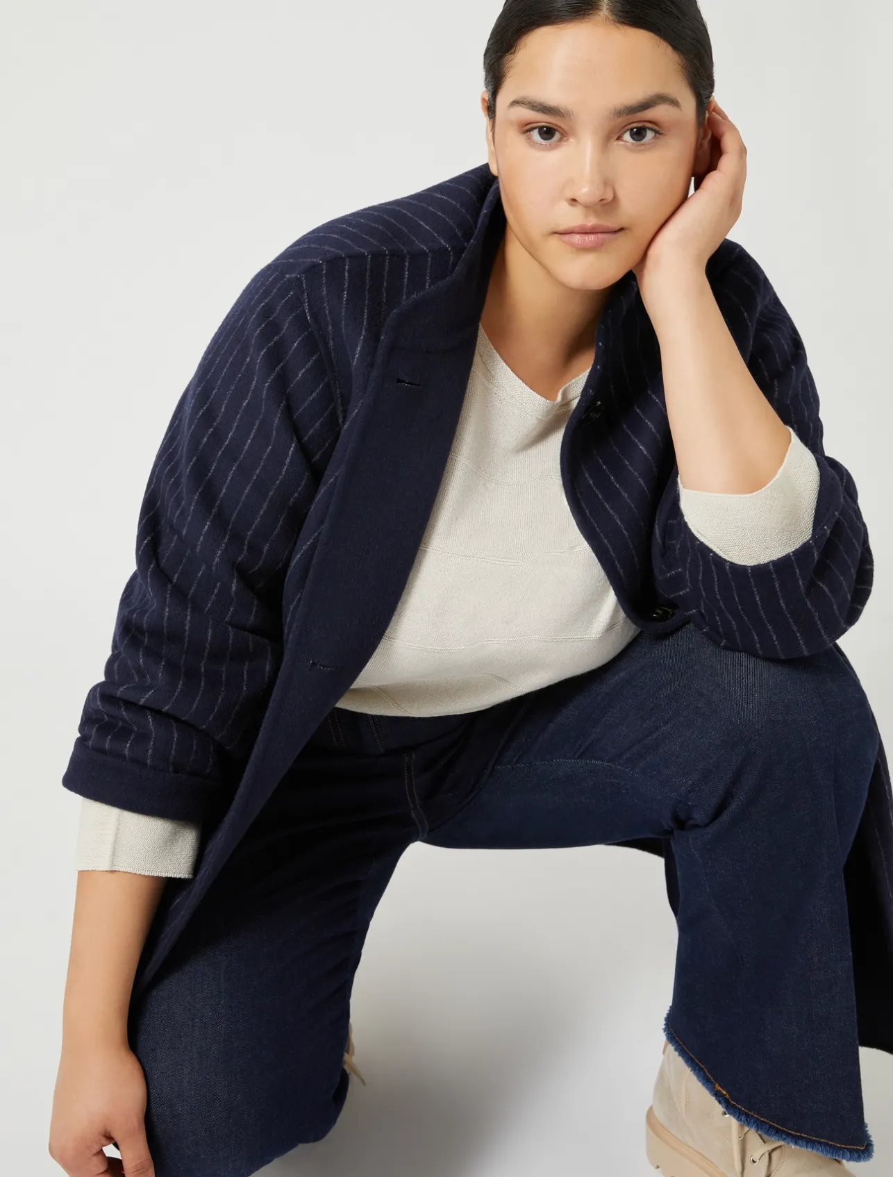 Fashion Marina Rinaldi Double-faced wool heavy jacket ULTRAMARINE