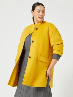 Clearance Marina Rinaldi Double-faced wool heavy jacket MUSTARD