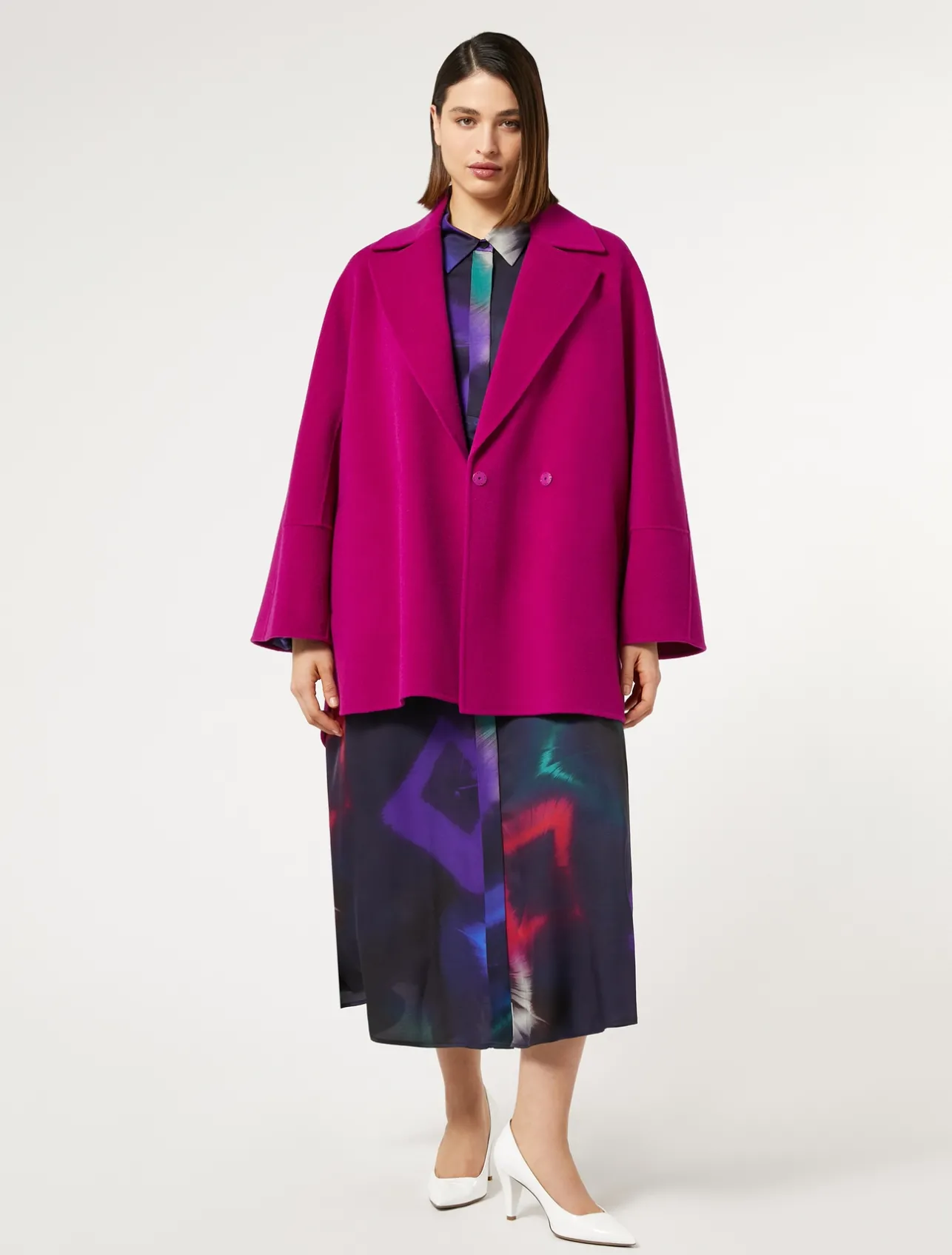 New Marina Rinaldi Double-faced wool heavy jacket CYCLAMEN
