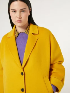 Fashion Marina Rinaldi Double-faced wool pea coat MUSTARD