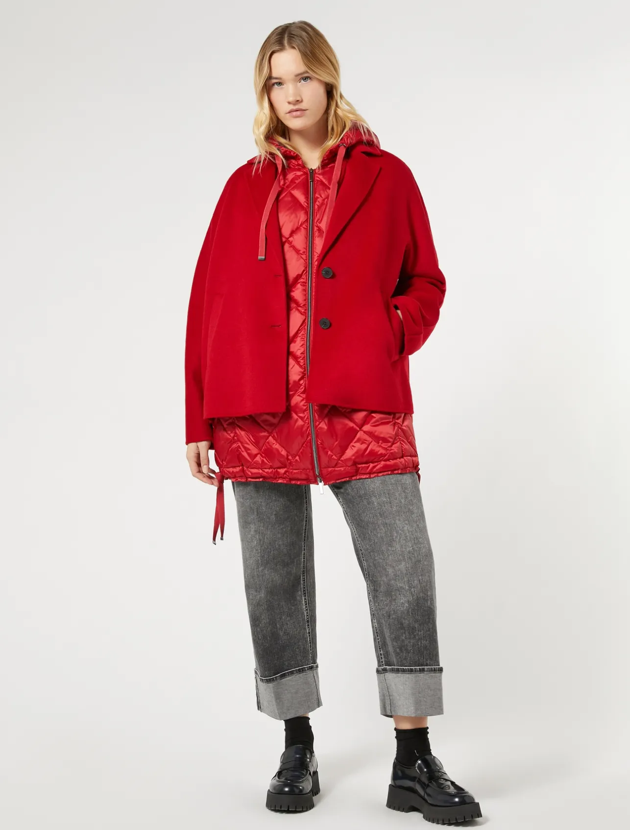 Online Marina Rinaldi Double-faced wool pea coat RED