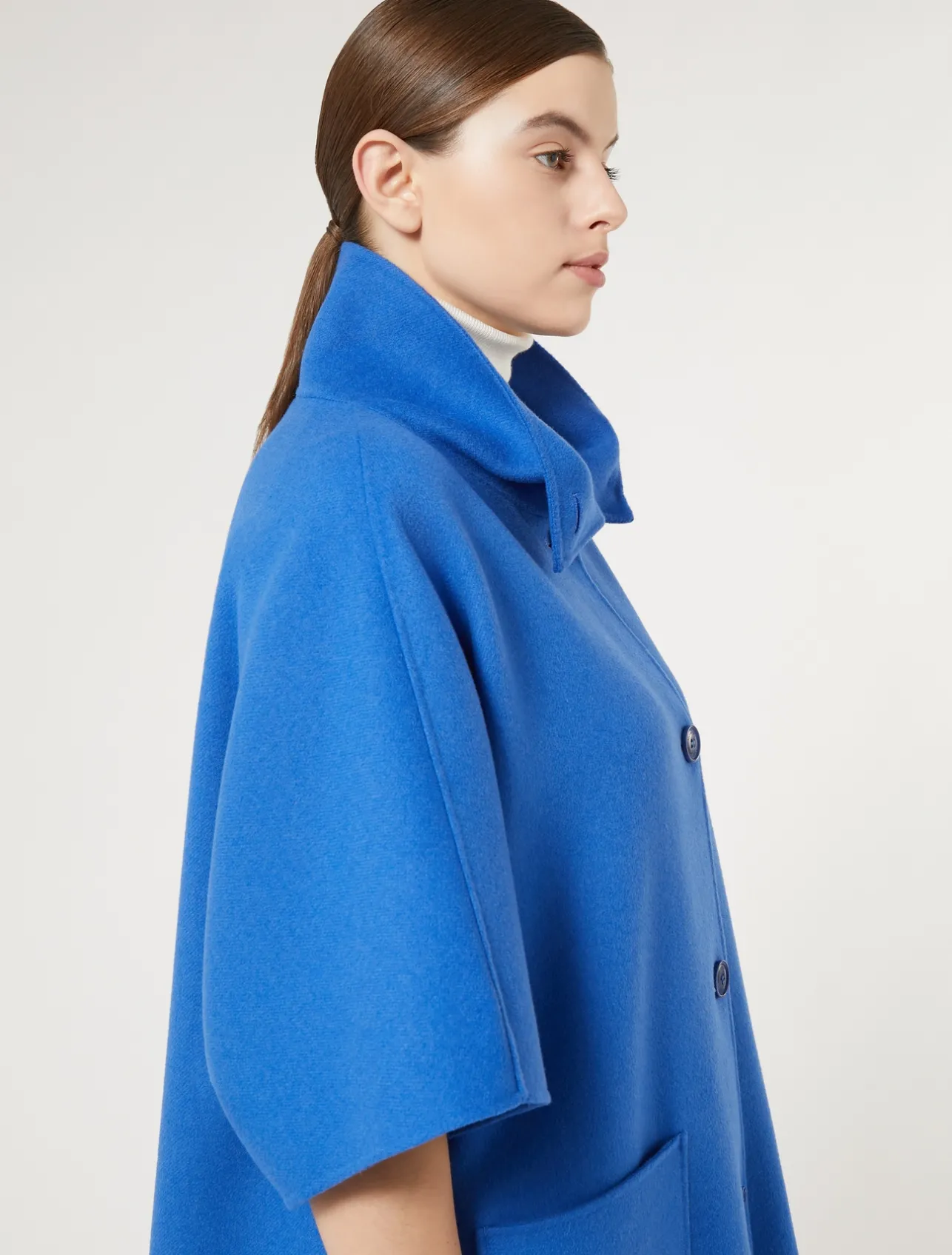 Fashion Marina Rinaldi Double-faced wool-blend cape NAVY