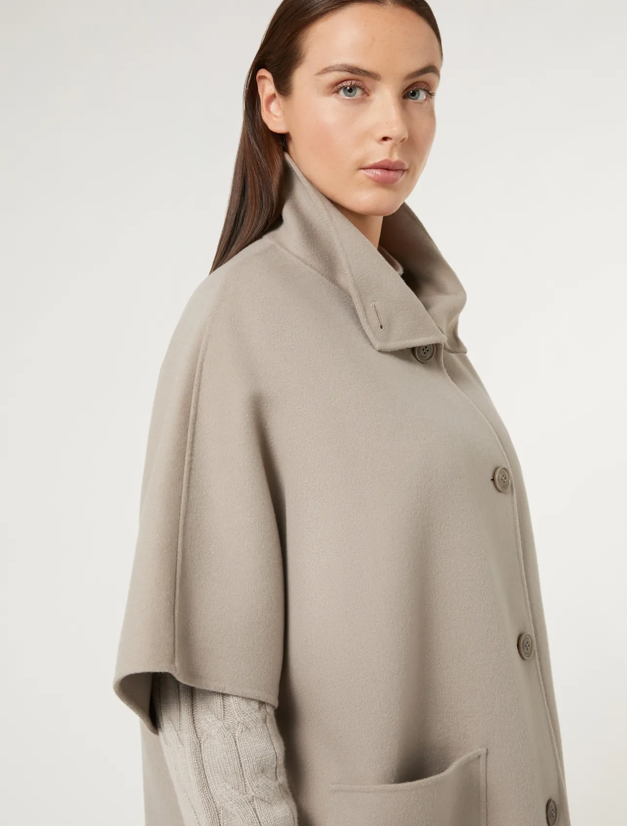 Hot Marina Rinaldi Double-faced wool-blend cape TURTLEDOVE
