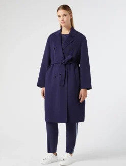 Best Marina Rinaldi Double-faced wool-blend coat NAVY