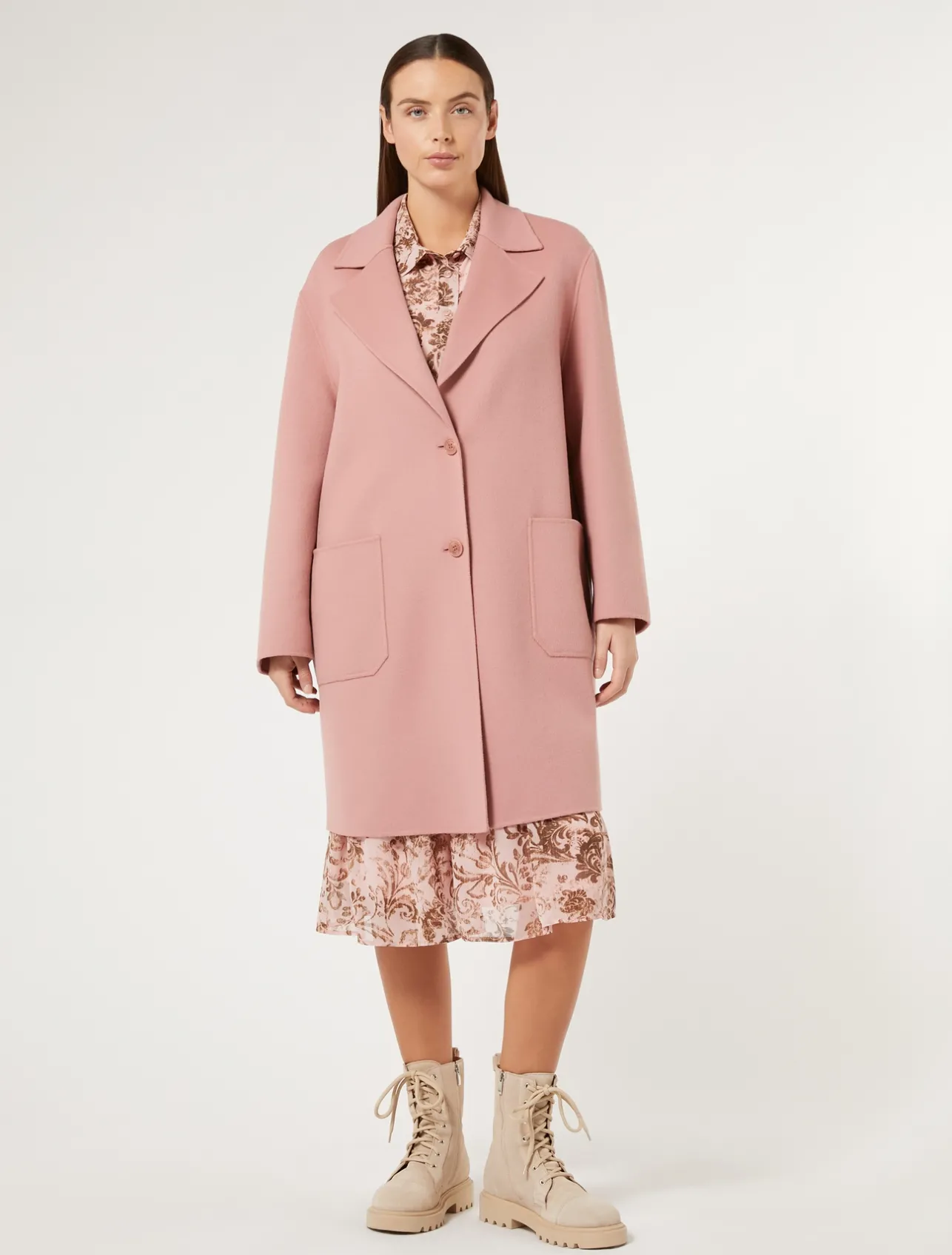 Fashion Marina Rinaldi Double-faced wool-blend coat ANTIQUEROSE