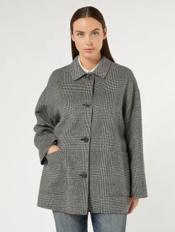 Outlet Marina Rinaldi Double-faced wool-blend coat BLACK