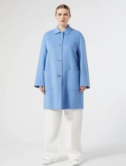 Outlet Marina Rinaldi Double-faced wool-blend coat LIGHTBLUE