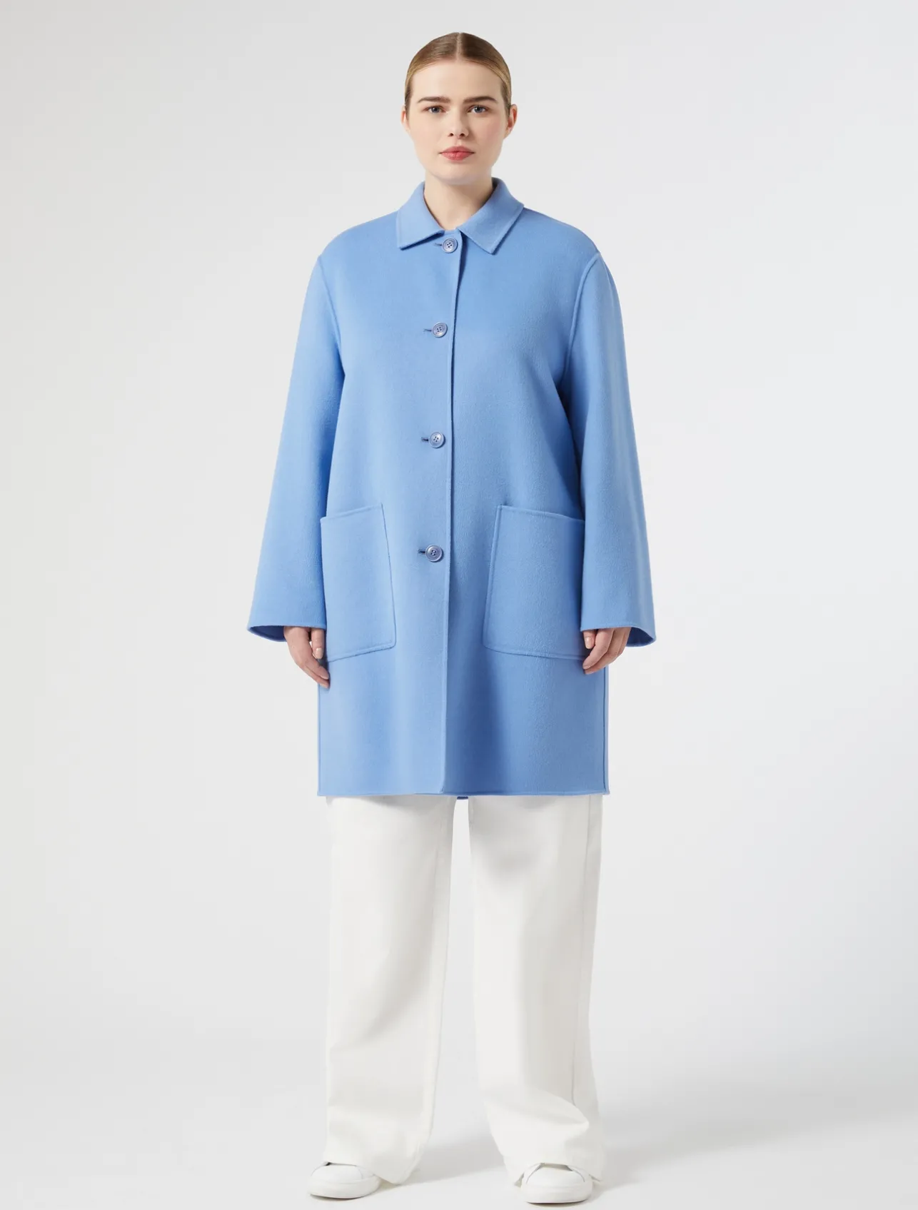 Outlet Marina Rinaldi Double-faced wool-blend coat LIGHTBLUE