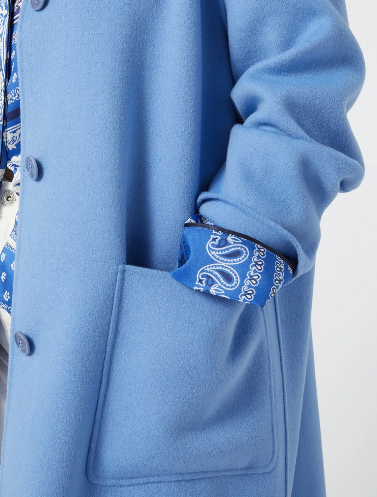 Outlet Marina Rinaldi Double-faced wool-blend coat LIGHTBLUE