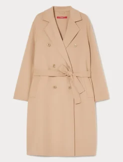 Discount Marina Rinaldi Double-faced wool-blend coat CAMEL