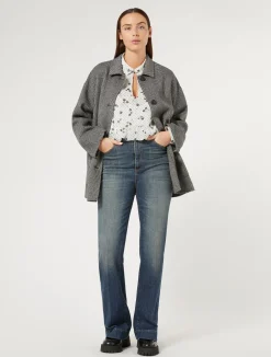 Outlet Marina Rinaldi Double-faced wool-blend coat BLACK