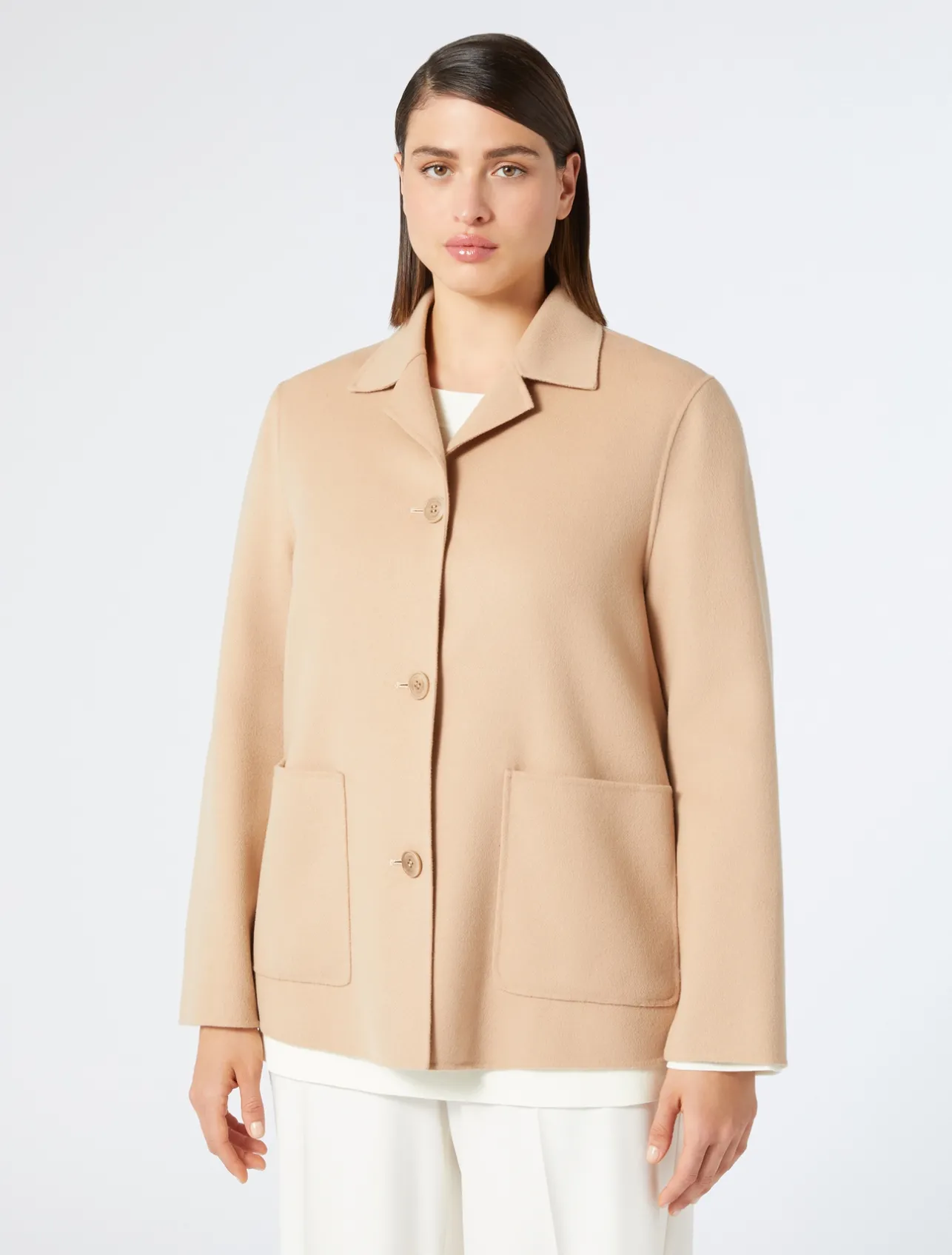 Outlet Marina Rinaldi Double-faced wool-blend jacket CAMEL