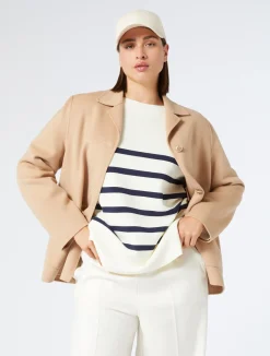 Outlet Marina Rinaldi Double-faced wool-blend jacket CAMEL
