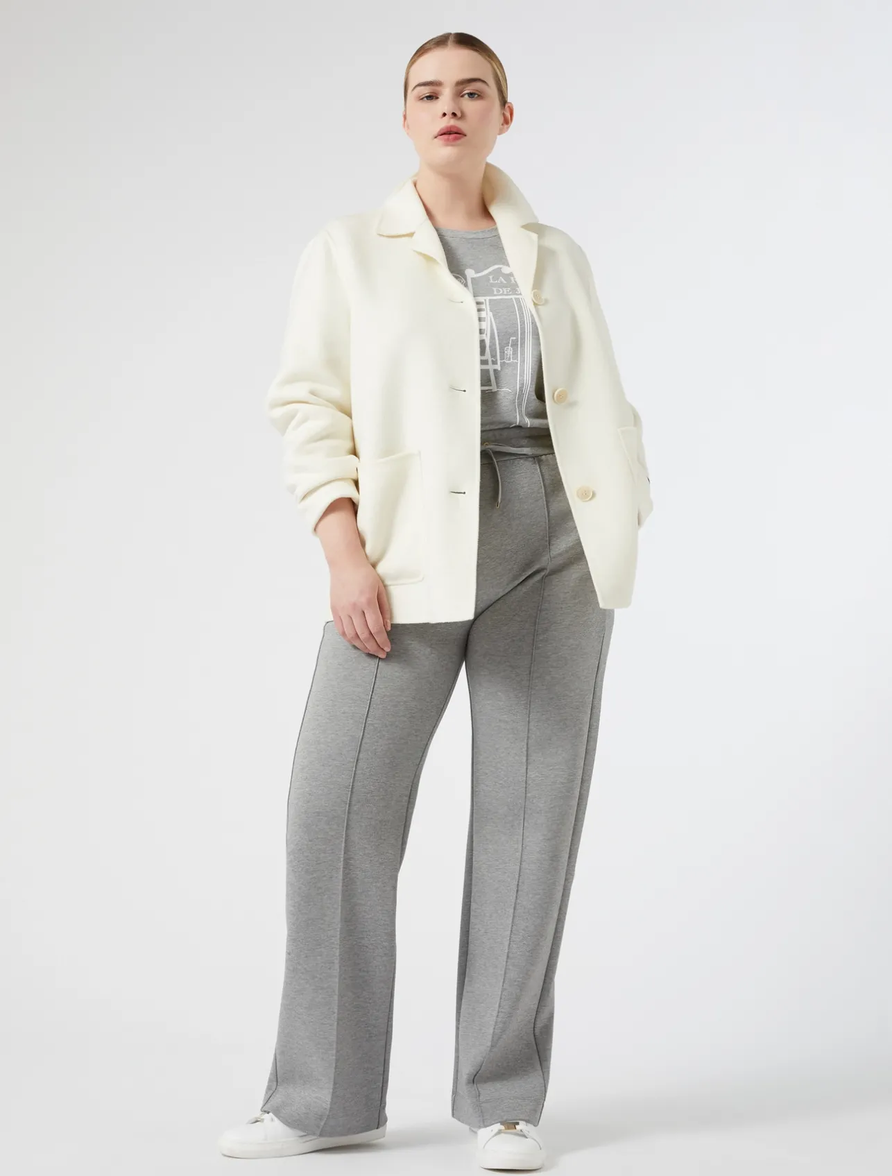 Hot Marina Rinaldi Double-faced wool-blend jacket IVORY