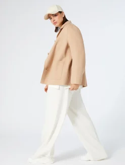 Outlet Marina Rinaldi Double-faced wool-blend jacket CAMEL