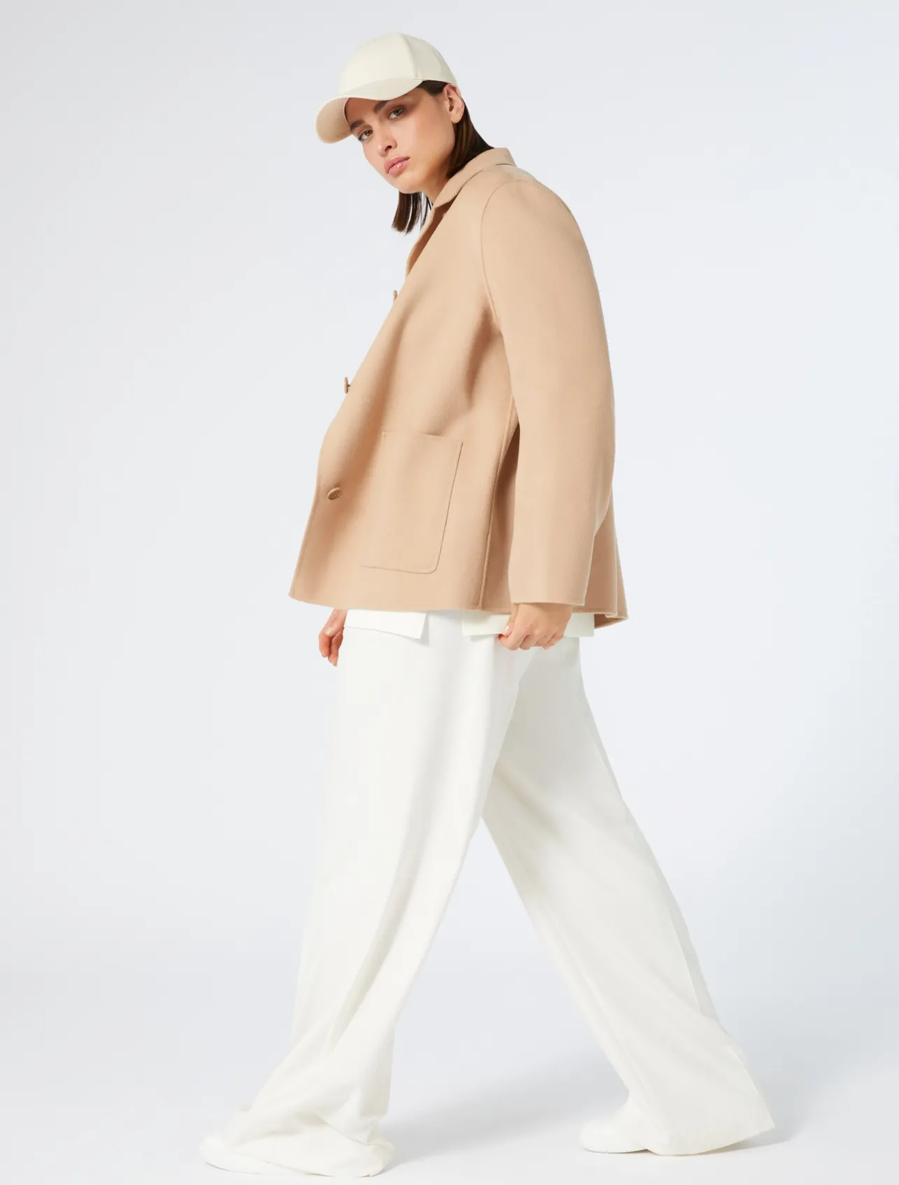 Outlet Marina Rinaldi Double-faced wool-blend jacket CAMEL