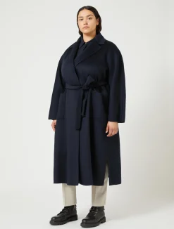 Fashion Marina Rinaldi Double-sided pure wool coat ULTRAMARINE