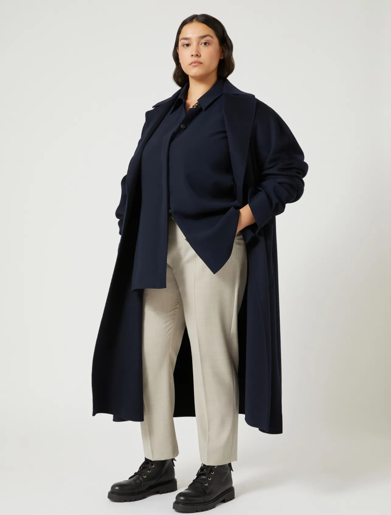 Fashion Marina Rinaldi Double-sided pure wool coat ULTRAMARINE