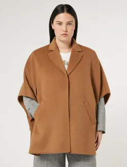 Online Marina Rinaldi Double-sided wool cape BISCUIT