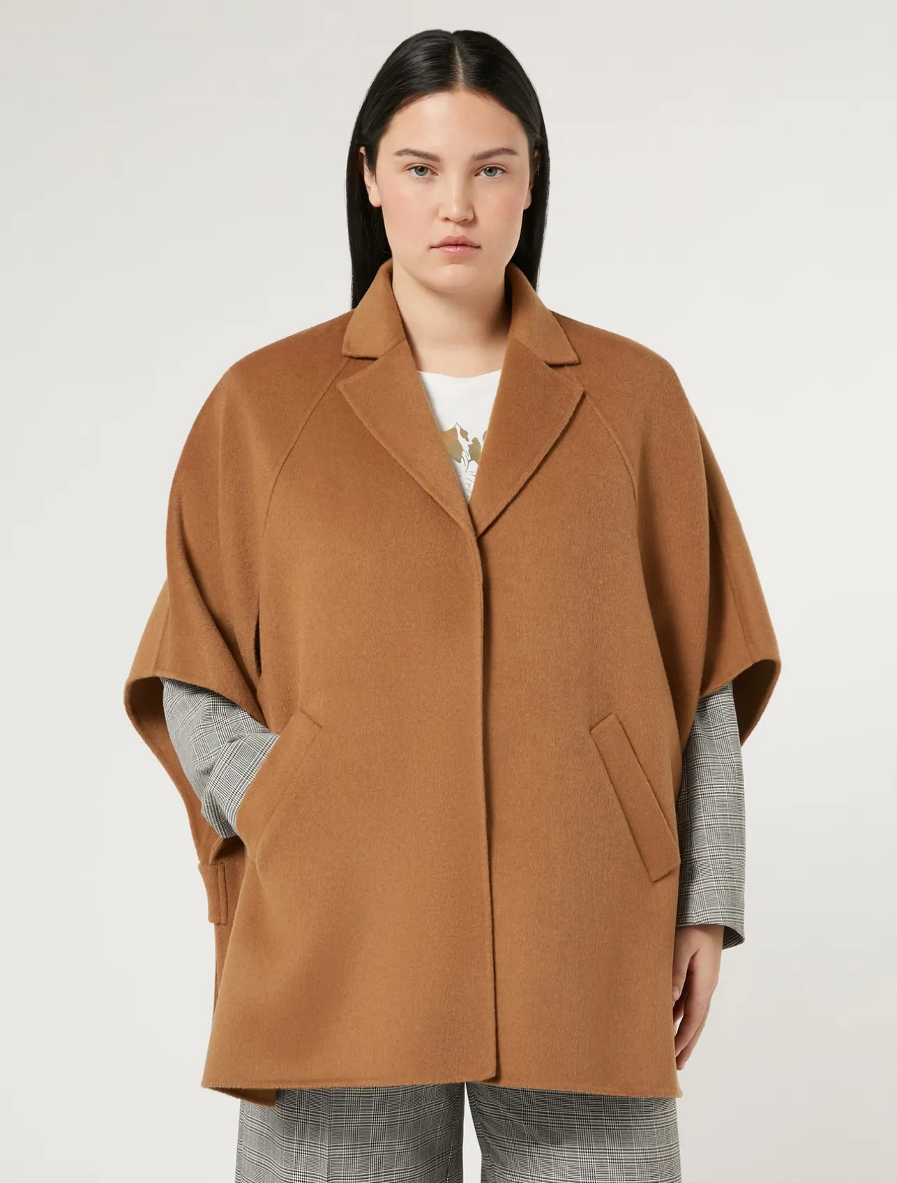 Online Marina Rinaldi Double-sided wool cape BISCUIT