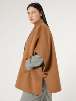 Online Marina Rinaldi Double-sided wool cape BISCUIT