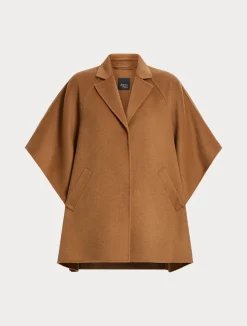 Online Marina Rinaldi Double-sided wool cape BISCUIT