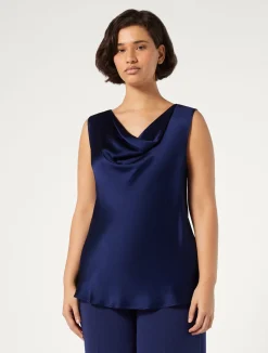 Sale Marina Rinaldi Draped satin top INK