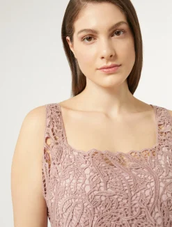Sale Marina Rinaldi Dress with macramé embroidery POWDER