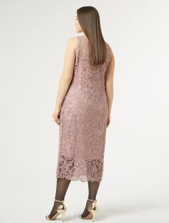Sale Marina Rinaldi Dress with macramé embroidery POWDER