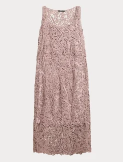Sale Marina Rinaldi Dress with macramé embroidery POWDER