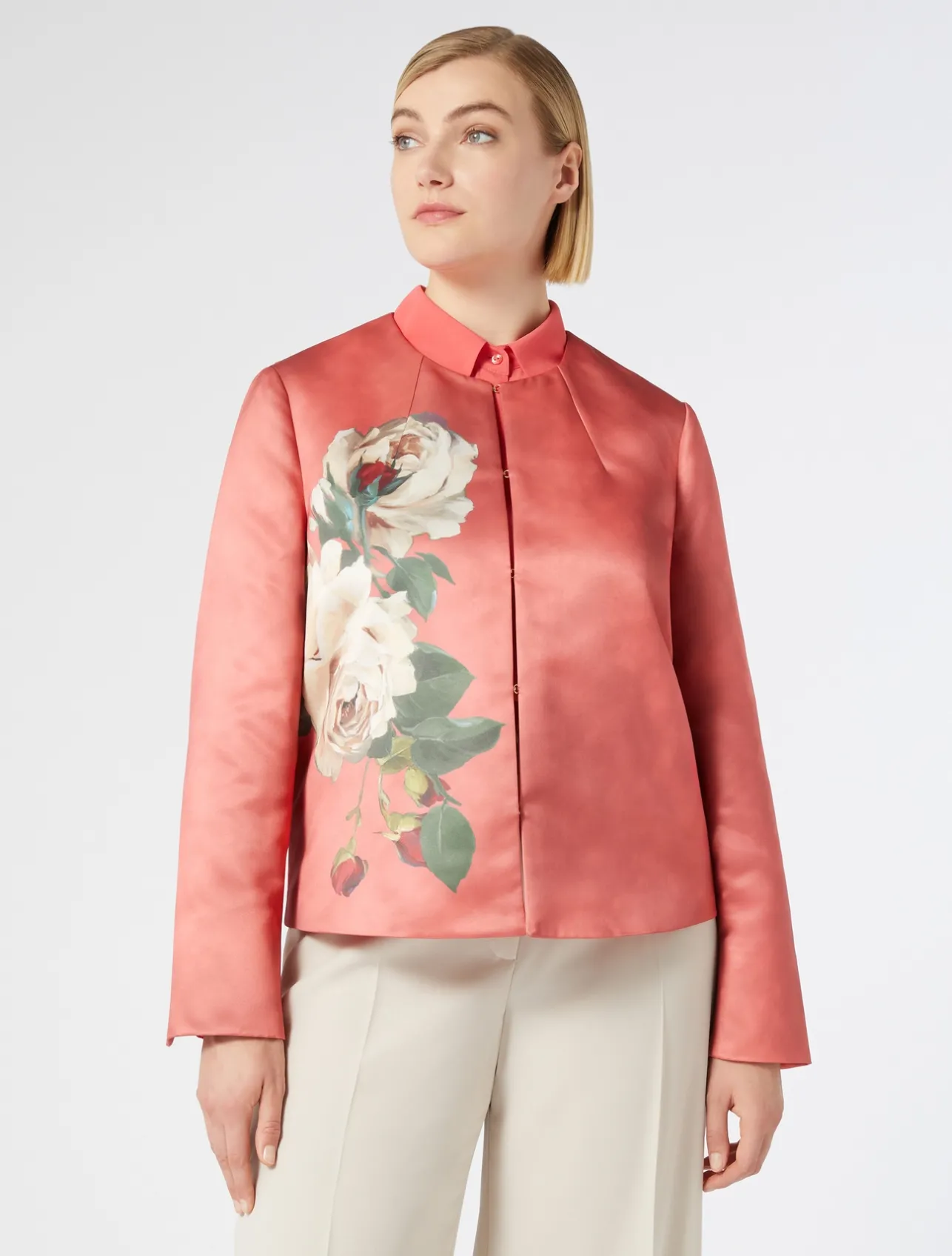 New Marina Rinaldi Duchess satin jacket CORAL