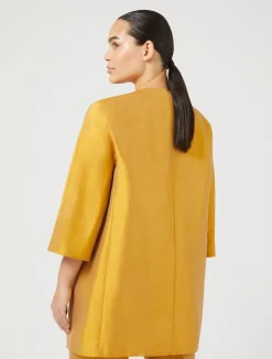 Outlet Marina Rinaldi Duster coat in silk shantung GOLD