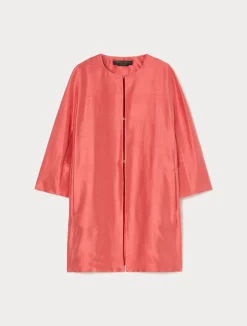 Outlet Marina Rinaldi Duster coat in silk shantung RED