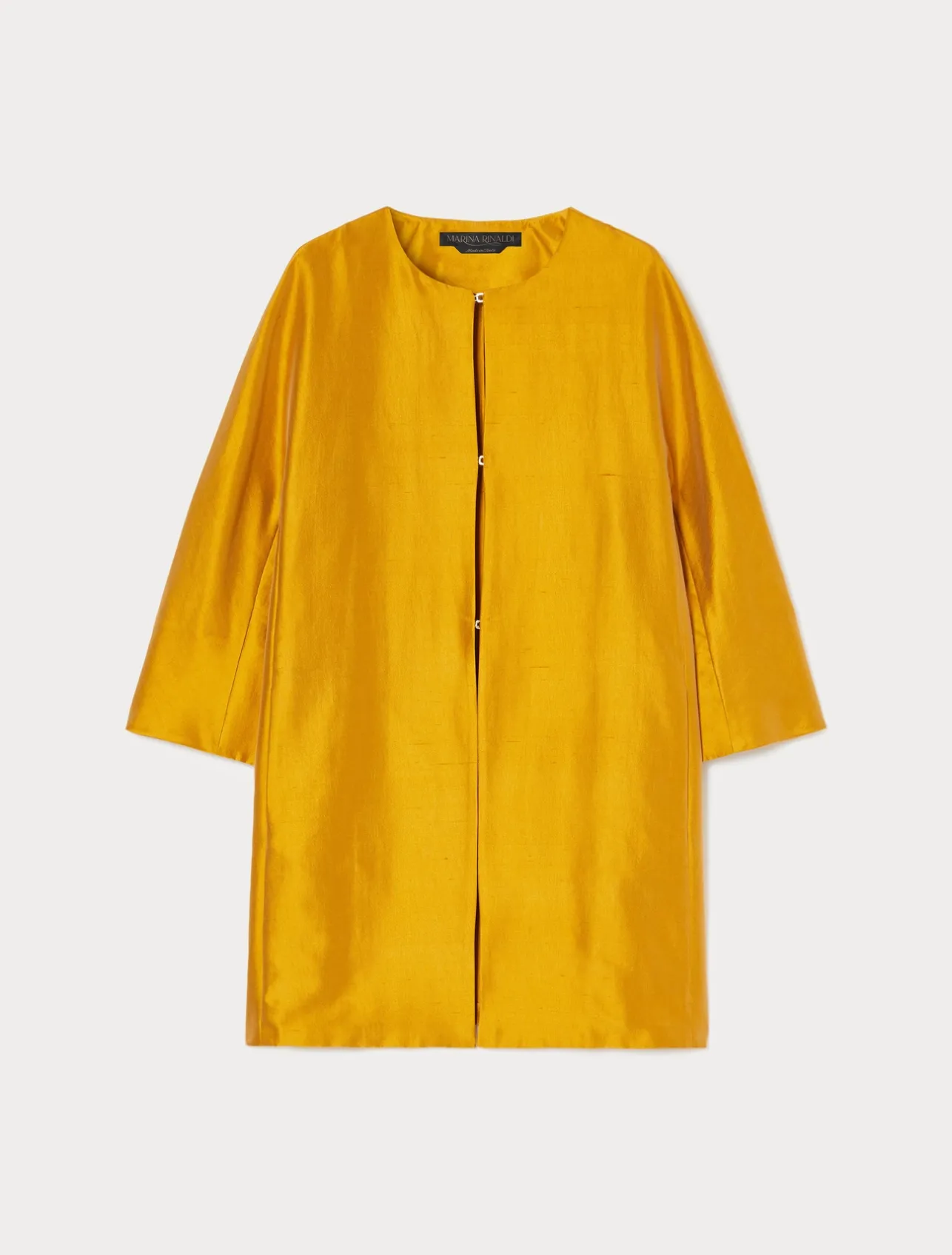 Outlet Marina Rinaldi Duster coat in silk shantung GOLD