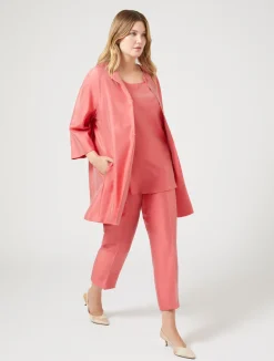 Outlet Marina Rinaldi Duster coat in silk shantung RED
