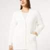 Clearance Marina Rinaldi Embroidered cotton cardigan OPTICALWHITE