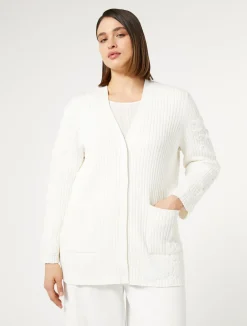 Clearance Marina Rinaldi Embroidered cotton cardigan OPTICALWHITE