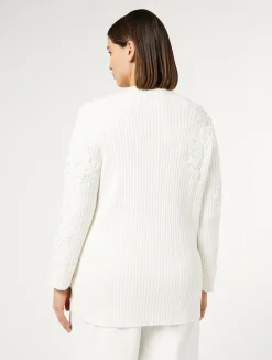 Clearance Marina Rinaldi Embroidered cotton cardigan OPTICALWHITE