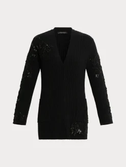Sale Marina Rinaldi Embroidered cotton cardigan BLACK