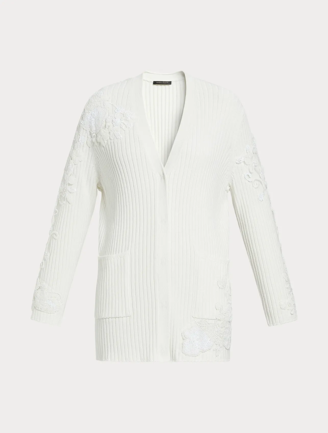Clearance Marina Rinaldi Embroidered cotton cardigan OPTICALWHITE