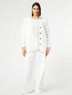 Clearance Marina Rinaldi Embroidered cotton cardigan OPTICALWHITE
