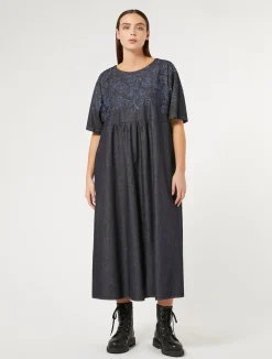 Hot Marina Rinaldi Embroidered denim dress NAVY