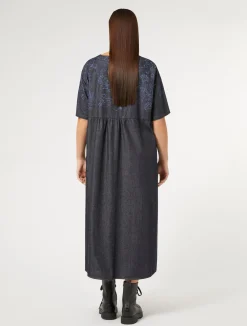 Hot Marina Rinaldi Embroidered denim dress NAVY