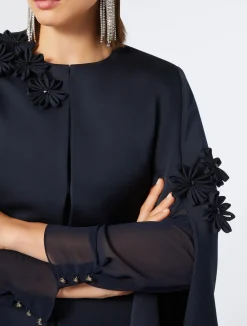 New Marina Rinaldi Embroidered duchesse cape MIDNIGHTBLUE