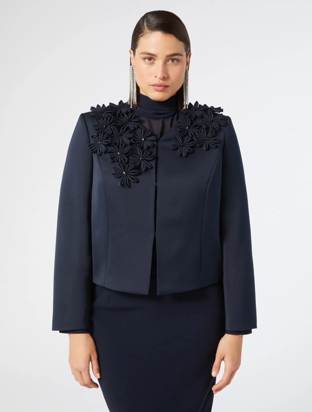 Online Marina Rinaldi Embroidered duchesse jacket MIDNIGHTBLUE