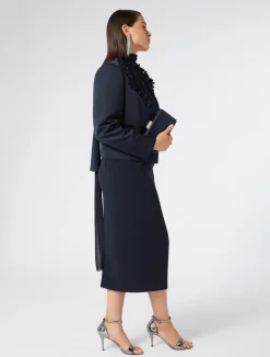 Online Marina Rinaldi Embroidered duchesse jacket MIDNIGHTBLUE