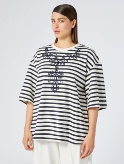 Outlet Marina Rinaldi Embroidered jersey sweatshirt IVORY