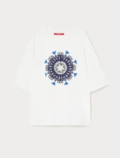 Discount Marina Rinaldi Embroidered jersey sweatshirt IVORY