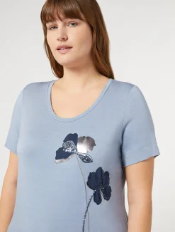 Best Marina Rinaldi Embroidered jersey T-shirt LIGHTBLUE
