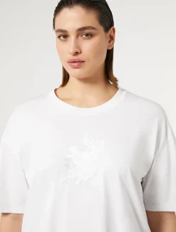 Best Marina Rinaldi Embroidered jersey T-shirt OPTICALWHITE